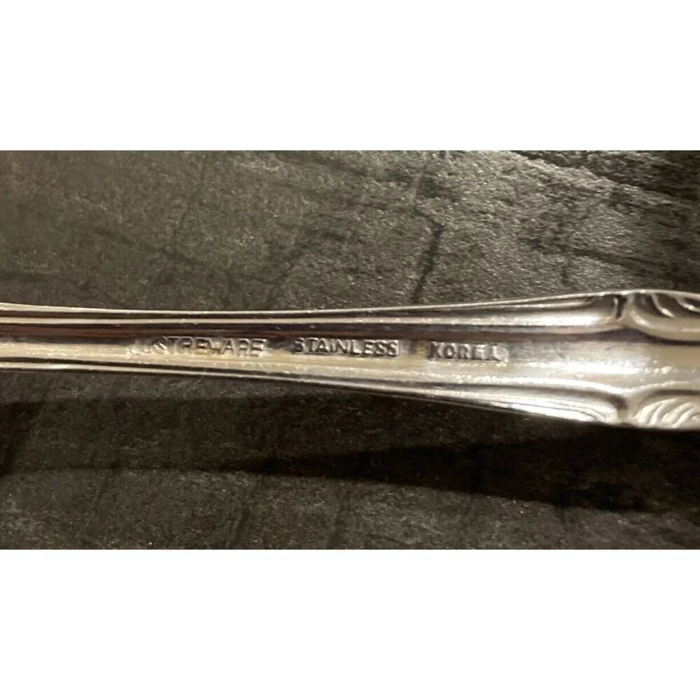Lusterware Ornate Rose‎ Pattern Pierced All Stainless Pie Server Korea Vintage